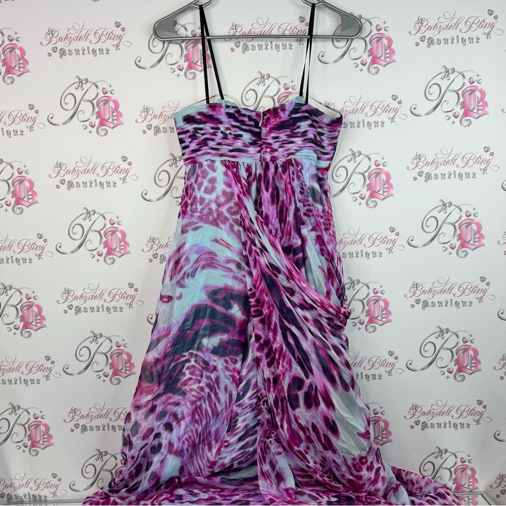 Laundry By Shelli Segal dress cheetah print leopard animal Light Blue Garment - Picture 4 of 13